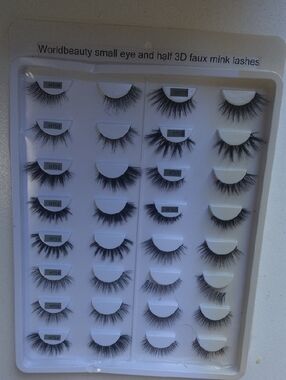 Black Faux Mink 3D Small Eye Half Lashes - 16 Lashes Small Eye